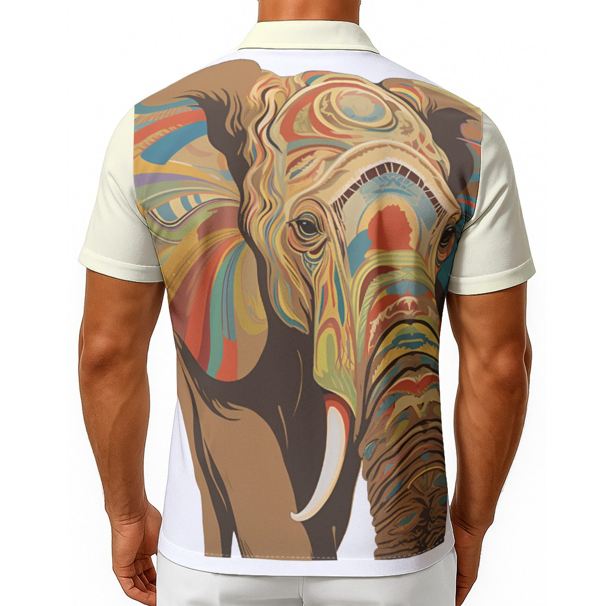 Mmogeng Elephant Vibe Unisex Hawaiian Shirt - Lightweight Stretch Fabric, Breathable Summer Shirt