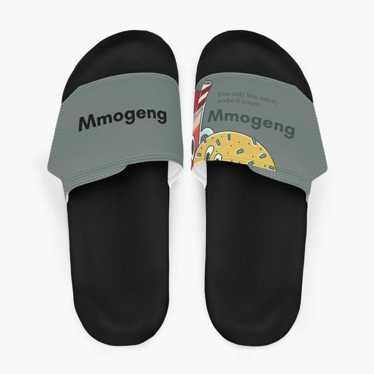 Mmogeng Cheeseburger & Milkshake PVC Sandals with Velcro
