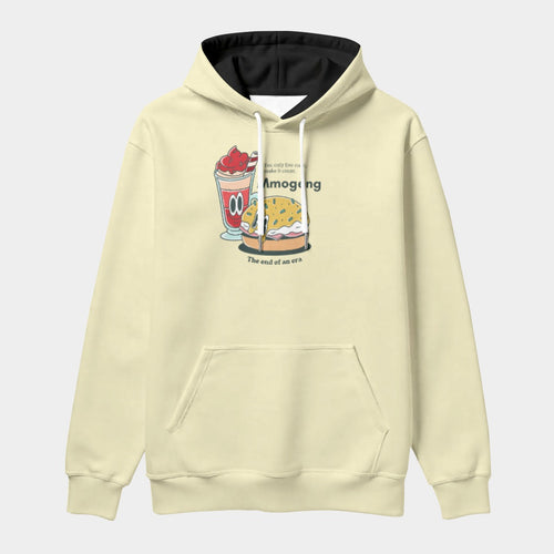 Mmogeng Cheeseburger & Milkshake Warm Heavyweight Hoodie with Fleece Lining | Regular Fit