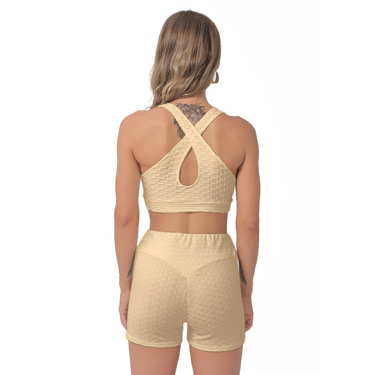 Mmogeng Original Light Nude Women's Sports Bra Set for Yoga & Evening - Sexy Fit