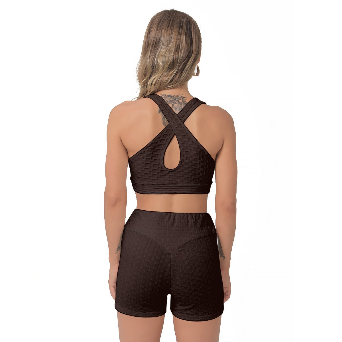 Mmogeng Original Dark Nude Women's Sports Bra Set for Yoga & Evening Wear